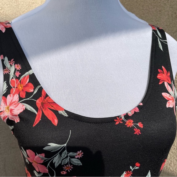 H&M Black Floral Mini Sun Jersey Dress Size 8 - Picture 6 of 9